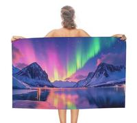 Anceky Serviette de Plage Aurora Borealis en Microfibre Douce et absorbante, Grande Taille, Fine et à séchage Rapide, idéale pour Adultes, Piscine, Yoga, Salle de Sport et Voyages (130 x 79 cm).