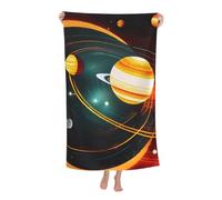 Anceky Serviette de Plage surdimensionnée imprimée du système Solaire Jupiter et Saturne, Douce et à séchage Rapide, idéale pour la Plage, la Piscine, la Douche, Les Voyages et Le Sport.