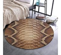 Anceky Tapis Rond rafraîchissant antidérapant, 91 cm | Absorbant l'eau, Motif Peau de Serpent Marron, Tapis Rond, protège-Sol pour Bureau, Chaise, canapé et décoration intérieure