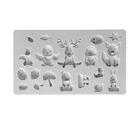 Ancien en silicone pour animaux de la forêt grise |Décoration de gâteau antiadhésive et forme de fondant pour la pâtisserie/chocolat/savon |Silicone élastique flexible pour un