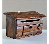 Ancienne Boîte Aux Lettres Rustique en Teck Boîte Aux Lettres en Bois Massif Support Étanche À L'extérieur Décoration Suspendue pour Maison, Porche avec Relief Vintage,HaoAMZ