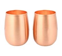 ANCIENTIMPEX Lot de 2 gobelets en cuivre pur de 250 ml ayurvédique pour la santé - Forme tonneau - Finition mate.