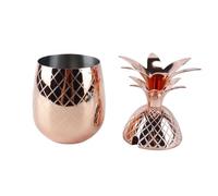 ANCLLO Gobelet à cocktail ananas or rose, 500 ml, en acier inoxydable, idéal pour une fête hawaïenne, un anniversaire ou une soirée sur la plage.（Straw not included）