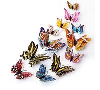 ANCLLO Lot de 12 stickers 3D Papillons Papiers Décoration Stickers, 3D Muraux Sticker de Papillon DIY, Bricolage Papillon Amovible Simulation D'artisanat pour Maison et Chambre Décor
