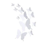 ANCLLO Lot de 24 stickers muraux amovibles en forme de papillon 3D pour décoration de chambre, maison et chambre à coucher, chambre d'enfant, salle de nniversaire - Blanc