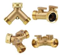 ANCLLO Répartiteur de tuyau d'arrosage 2 voies en laiton, très résistant, 1,9 cm, adaptateur avec 2 valves