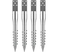 Ancrage au sol sans excavation, lot de 4 3,94 x 2,76 x 27,56 pouces Piquet à visser DIY, comprend 6 tire-fonds et une barre d'armature, support de poteau en acier robuste en forme de U, idéal pour les