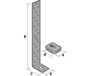 Ancrage pour montant d'ossature SIMPSON - A40xB390xC50 mm - AH39050/2-FR