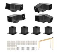Ancrage Sécurisé Toit Incliné Kit Supports Pergola 8 Pièces Poteaux 92x92 mm Extérieur