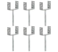 Ancrages de poteau vidaXL, lot de 6, argentés, 12 x 6 x 30 cm, acier