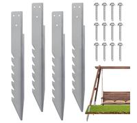 Ancrages pour poteaux de clôture - Ancrages métalliques au sol pour réparations | 4 piquets de sol avec vis pour jardin, patio et maisons de jeu
