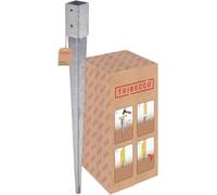 Ancre à enfoncer pour poteau carré en bois avec section de 46 x 46 mm, en acier galvanisé à chaud, longueur de 650 mm