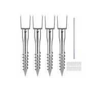 Ancre de poteau sans creuser, 4 pcs, support de poteau à visser DIY, 100 x 70 x 700 mm, 6 tire-fonds et 1 barre d'armature