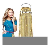 Ancsttu Bouteille d’eau Strass - Bouteille d'eau isolée avec strass | Gobelet rechargeable en strass de 350ml, bouteille d'eau à paillettes, tasse avec chaîne, gobelet clouté en