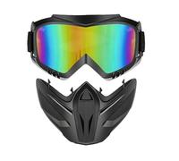 Ancsttu Masque facial anti-buée, avec lunettes détachables, protection coupe-vent et anti-poussière, visière de soudage réglable 2 en 1 | pour homme, ski, cyclisme, équitation, travail, jardinage