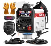 ANDELI 135A Poste à Souder 4-en-1 - MIG sans gaz avec fil fourré pulsé 230V | Kit complet casque & gants, écran LED 4,1", synergie, modes 2T/4T, MIG/Lift TIG/MMA, jusqu'à 5 mm, prêt à l'emploi, 4,1 kg