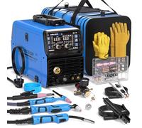ANDELI 8en1 Poste à souder multiprocessus 230V - 205A/50A MIG/TIG HF/Plasma | MIG-205DP, Pulsé/Gaz/Fil fourré/Froid/Nettoyage/MMA, IGBT, 2T/4T, pour Alu/Acier/Inox, Plasma, Mémoire, HD-LED, VRD，Welder