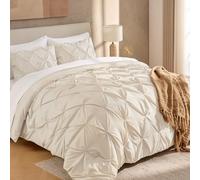 Andency Parure de lit 2 pièces à Plis pincés en Microfibre Douce, Toutes Saisons pour lit Simple (168,6 x 228,6 cm), Beige