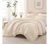 Andency Parure de lit 2 pièces en Microfibre Douce et légère à Volants pour Enfants, Filles (1 Couette à Volants et 1 taie d'oreiller), Beige