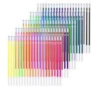 Andibro Recharges de Stylo Gel Coloré, Paquet de 100 Recharges de Stylo Coloré 4 Couleurs Recharges d'Encre pour Stylo Néon Paillettes Pastel Métalliques Livre de Coloriage Adulte Scrapbook Dessin