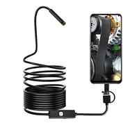 Andoer Caméra endoscopique, 0,3 MP, lentille de 7 mm, avec 6 lumières LED, étanche IP67, pour PC, endoscope USB, 5 m, crochet flexible (2 m)