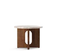 Audo Copenhagen Table d’appoint Androgyne Ø50 cm base en noyer Plateau de table Kunis Breccia