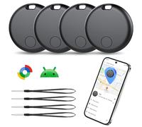 Android Smart Tag, Traceur GPS Lot de 4, Localisateur D’Objets Bluetooth Fonctionne avec l’app Google Localiser (Uniquement Android), Batterie Remplaçable, IP67 Imperméable, Voiture/Les clés/Valises