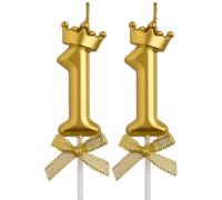 Androxeda 2 Bougies d'anniversaire Numéro 1 avec Papillon Couronne, Décoration de Gâteau Élégante, Pour Anniversaire, Fête, Célébration