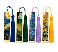 Androxeda 4 Marque-Pages Métalliques 10.8 * 2.2cm avec Pompons - Style Chinois, pour Lecteurs