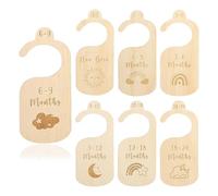 Androxeda 7 Pièces Séparateurs De Placard En Bois Pour Bébé, Organisateur Garde-Robe Bébé Séparateur De Taille Double Face Pour Classer Les Vêtements Nouveau-Né À 24 Mois
