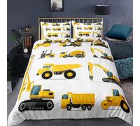 Andrui Parure de Lit 1 Personne Housse de Couette 140x200cm avec 1 Taie d’Oreiller 65x65cm Véhicules d'ingénierie de pelles Motif Imprimé Gris pour Les Enfants étudiants garçons Filles
