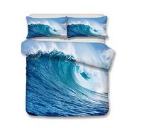 Andrui Parure de Lit Mer Océan Plage Vague Coucher de Soleil Multicolore - Housse de Couette 200x200cm et Taies d'Oreiller 65x65cm - Romantique Paysage Linge de Lit