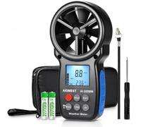 Anémomètre Numérique avec Baromètre Altimètre, AIOMEST Station Météo 100WM | Mesureur de Vent 30 m/s avec Thermomètre et Hygromètre Portable, échelle Bft -Pour HLK Système CVC, Camping, Pêche et Drone