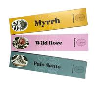 Anemone Encens - 100% Naturel et Fait Main - Combustion Douce et Longue - Parfum Frais, Purifiant et Non Toxique - Pack de 3 boîtes (Myrrhe, Rose, Palo Santo)