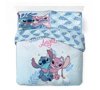 anemone Parure Housse de Couette Stitch en Coton 2 Personnes, Parure de lit Réversible 240x220 cm, 2 Taies d'oreiller 65x65 cm, 100% Coton
