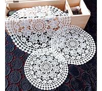 Anevous Lot de 6 sets de table ronds brodés, set de table décoratif, napperon brodé en dentelle, set de table en dentelle pour mariages, anniversaires, vases, nappes, blanc C 30cm