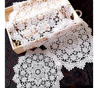 Anevous Lot de 6 sets de table ronds brodés - Sets de table décoratifs en dentelle - Napperons en dentelle - Pour mariage, fête d'anniversaire, vases, nappes, blancs - B 30 cm