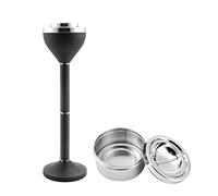 Anfrere B01DK Cendrier sur pied d'extérieur pour terrasse, grand et haut pour l'élimination des mégots de cigarettes, cendriers commerciaux en métal avec couvercle, noir mat