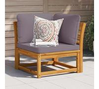 Angajara Canapé d'angle de jardin avec coussins, 73 x 73 x 65 cm, en bois d'acacia, canapé modulaire pour terrasse, balcon, jardin d'hiver, véranda, salon de jardin résistant aux intempéries avec