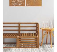 Angajara Canapé d'angle de jardin en bois massif d'acacia naturel - 63 x 63 x 73 cm - Résistant aux intempéries - Meuble d'extérieur pour terrasse, balcon, véranda, jardin d'hiver et piscine