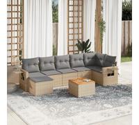 Angajara Ensemble de canapé de jardin 8 pièces avec coussins en rotin synthétique résistant aux intempéries pour terrasse, balcon, véranda et jardin d'hiver avec éléments d'assise modulaires, coussins
