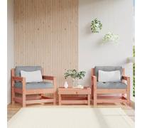 Angajara Lot de 2 chaises de jardin en bois massif Douglasie - Résistantes aux intempéries - Avec accoudoirs - Pour terrasse, balcon, véranda et jardin d'hiver - Fauteuil de salon en bois durable pour
