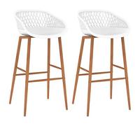 Angajara Lot de 2 tabourets de bar ergonomiques avec pieds en métal aspect bois - Avec dossier en maille - 48 x 47,5 x 95,5 cm - Pour cuisine, salle à manger, bistro, comptoir, hauteur d'assise 74,5