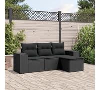 Angajara Lot de 4 canapés de jardin modulaires en polyrotin avec coussins, pour terrasse, balcon, véranda, jardin d'hiver, meubles d'extérieur résistants aux intempéries