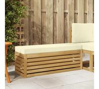 Angajara Salon de jardin - Canapé d'angle blanc crème - 115 x 43 x 45 cm - En bois d'acacia résistant aux intempéries - Pour terrasse, balcon, jardin d'hiver, véranda - Avec coussins rembourrés et