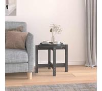 Angajara Table basse grise en pin massif Ø 52,5 x 45 cm pour salon, table d'appoint, table basse pour canapé moderne et meubles de chambre à coucher
