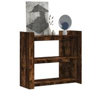 Angajara Table console en bois de chêne fumé - 100 x 35 x 90 cm - Table de rangement avec espace de rangement - Table décorative avec étagère et tiroir pour canapé, chambre à coucher et balcon