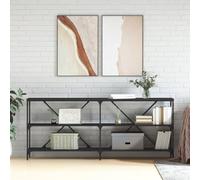 Angajara Table console noire en bois et fer - 180 x 30 x 75 cm - Avec espace de rangement - Table d'appoint pour couloir, salon, chambre à coucher et balcon - Stable et réglable