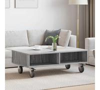 Angajara Table d'appoint à roulettes en bois Sonoma gris 90 x 50 x 30 cm Table basse mobile avec espace de rangement pour salon, chambre à coucher, canapé, table de chevet et table de rangement