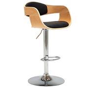 Angajara Tabouret de bar noir avec cadre en bois de buisson et housse en cuir synthétique, réglable en hauteur avec vérin à gaz, siège rembourré, dossier, accoudoir et repose-pieds pour cuisine, salle